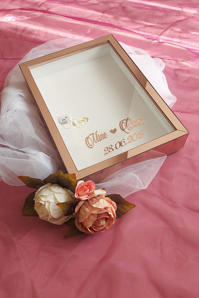 hobicehayaller 25x35 Cm Isimli Ledli Derin Anı Çerçevesi! Yeni Moda Gül Kutul...