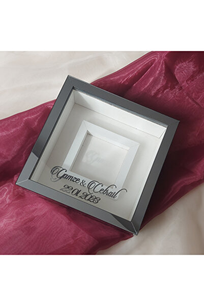 Verda Çerçeve Cadru de memorie 25x25 cm Verda fumuriu cu secțiune foto - Cadru de memorie cu adâncime de 6 cm - Nume Data Cadou