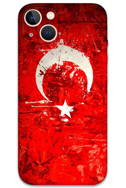 Gramaphone iPhone 15 Uyumlu Türk Bayrağı Desenli Telefon Kılıfı + Ekran Koruy...