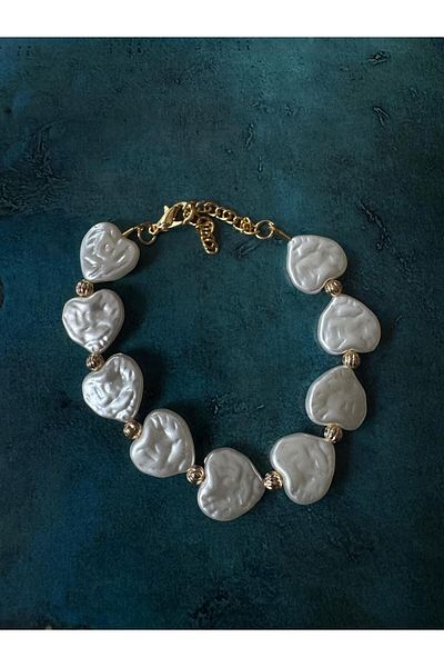 LAİKA Gold Detailed Heart Pearl Look Bracelet