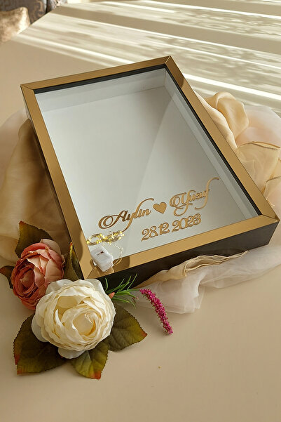 hobicehayaller 25x35 Cm Isimli Ledli Derin Anı Çerçevesi! Yeni Moda Gül Kutul...