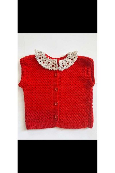 No Name Atelier Hand Knitted Baby Vest with Collar Detail