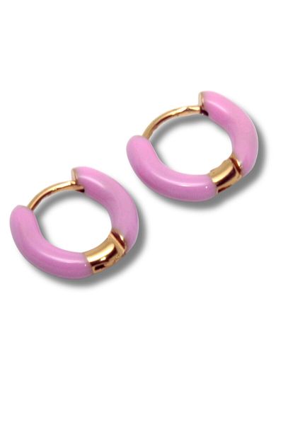 Waves And Pebbles Pink Hoop Earrings
