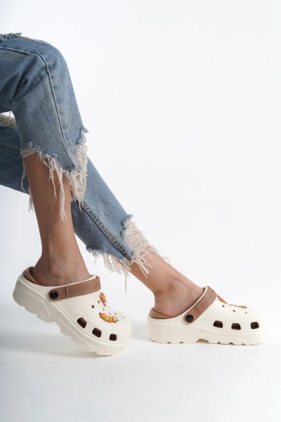 PLN SHOES Comfortable Sole High Scale Cream Coffee Hospital Cook Nurse Doctor Slippers