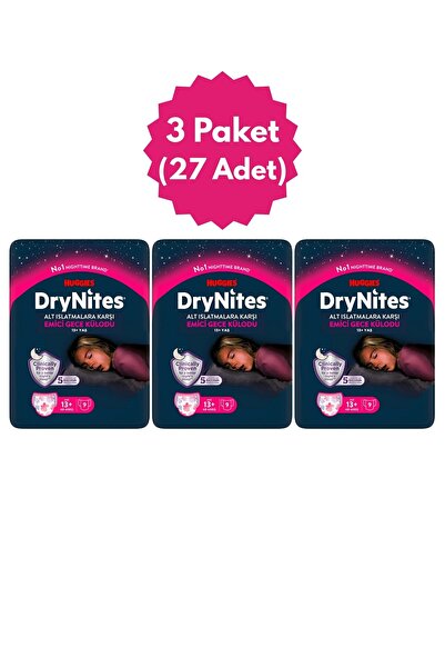 DryNites Huggies Drynites Kız Emici Gece Külodu 13+ Yaş 48-60 Kg 3 Paket(27 A...