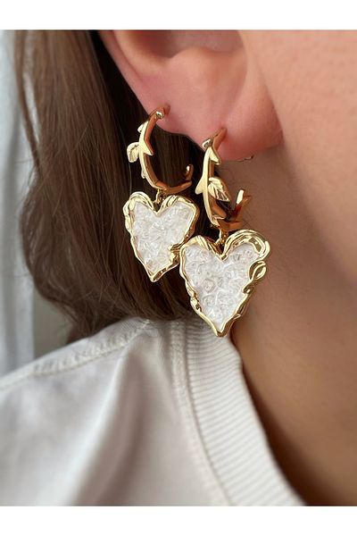ToffyStore Vip Vintage Natural Stone Heart Earrings