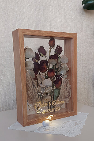 Verda Çerçeve Ledli ve İsimli 25x35 Cm Çift Yönlü Derin Gül Çerçevesi! Gelin ...