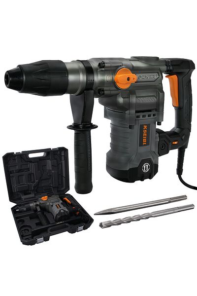 kseibi Rotary Hammer 1600W with Speed 0-630 Rpm, w/Safety Clutch Including Point Chisel & Carrying Case.