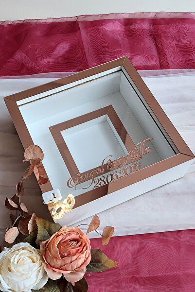 Verda Çerçeve 25x25 Cm Beyaz-rose Fotoğraf Bölümlü Ledli Isimli Anı Çerçevesi...