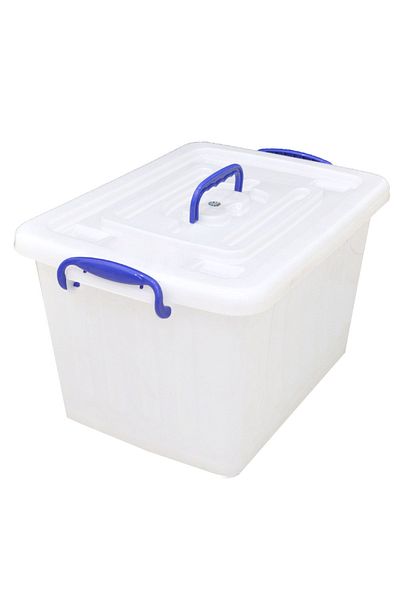 Generic Transparent Plastic Storage Box with Wheels - 30 Liters