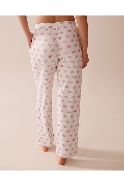 La Vie en Rose Snail Print Lace Trim Super Soft Pajama Pants