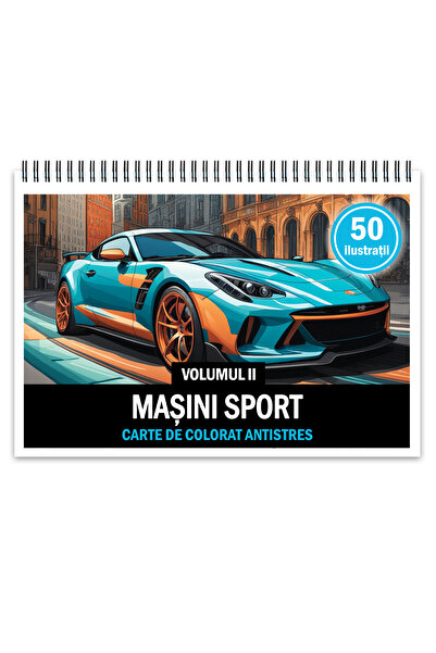 Legendary Gifts Carte de colorat antistres, 50 de ilustratii, Masini sport - ...