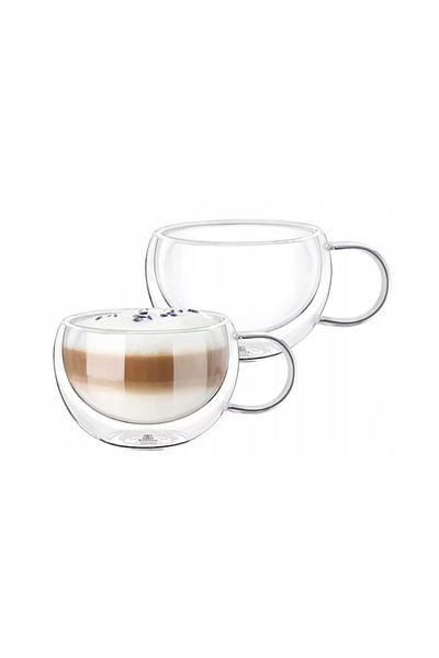 KRASINO Set of 2 Nastory mugs, double walls, borosilicate glass, 300 ml