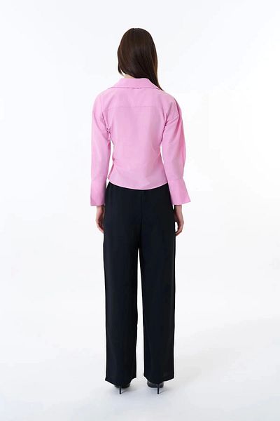 Myra Double Breasted Blouse Shirt with Binding Detail-Pink