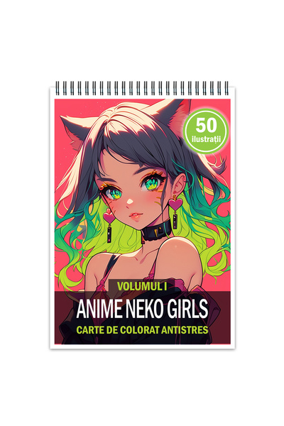 Legendary Gifts Βιβλίο ζωγραφικής Antistress, 50 εικόνες κοριτσιών Anime Neko