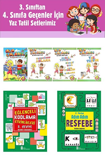 Ata Yayıncılık 3.Sınıftan 4.Sınıfa Geçenler İçin Ata Tatilde Seti +Kodlama+Re...