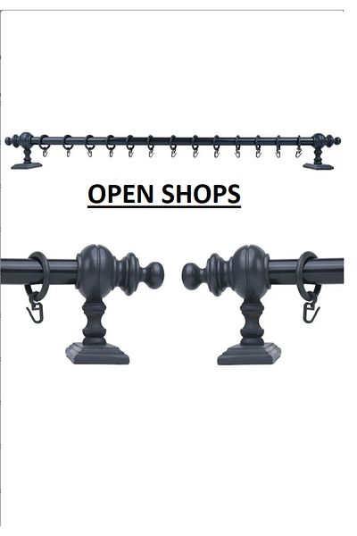 KİP PERDE & AKSESUARLARI Anthracite No-Ray Wood Rustic Curtain Hanger and Aluminum Rustic Tube 250 cm