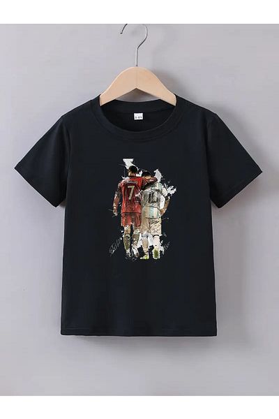 makiteks Βαμβακερό χτενισμένο μπλουζάκι για αγόρια με στάμπα 5 6 7 8 9 10 11 12 13 14 ετών Ποδόσφαιρο
