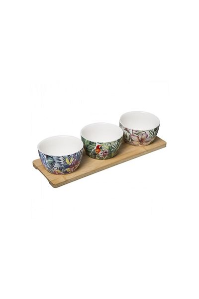 Secret de Gourmet Set de servire Juno, porțelan, bambus, 31x9,8 x6,7 cm