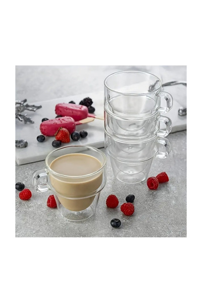 KRASINO Set of 2 Altmore espresso cups, borosilicate glass, double walls, 80 ml