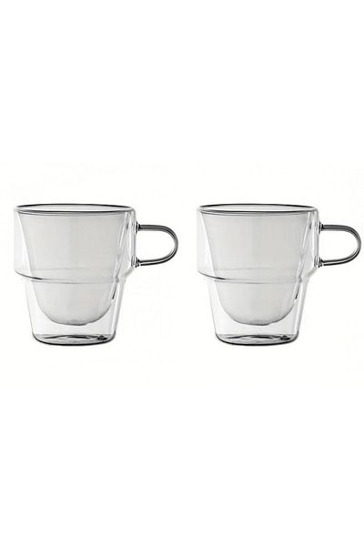 KRASINO Set of 2 Altmore espresso cups, borosilicate glass, double walls, 80 ml