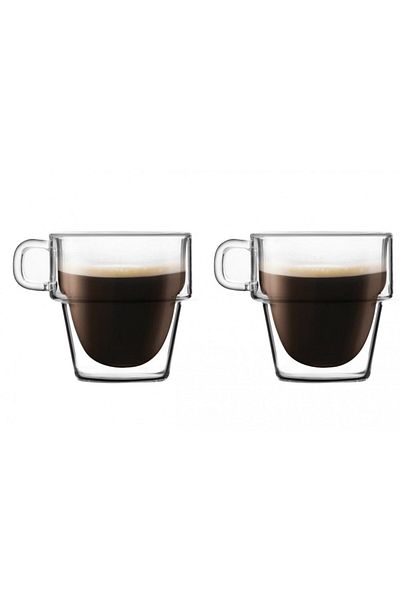 KRASINO Set of 2 Altmore coffee mugs, borosilicate glass, double walls, 250 ml