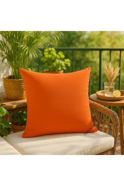 fabricorg Duck Cloth Throw Pillow Cover Suitable for Punch Orange (40X40 cm)