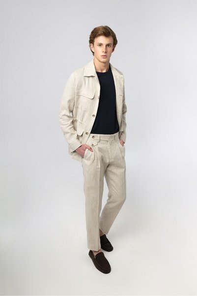 Score Michail Italian Style Slim Fit Linen Safari Jacket 5253-14