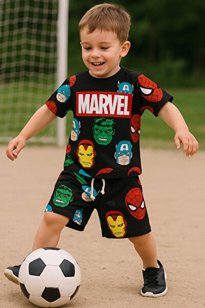 Nimini Kids Літній кольоровий комплект футболки та шортів для хлопчиків