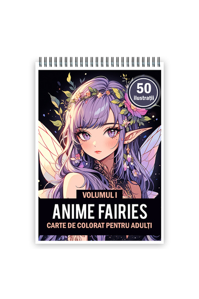 Legendary Gifts Carte de colorat pentru adulți, 50 de ilustrații, Zâne Anime - Volumul I, 106 pagini, format A4