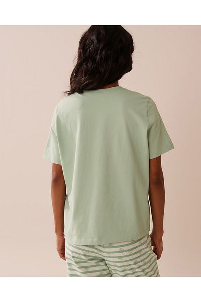 La Vie en Rose Snail Print Crew Neck Cotton T-shirt