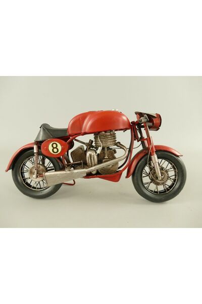 Zenlife Motocicletă decorativă metalică, vintage, roșu-antichizat, 30 x 9 x 1...