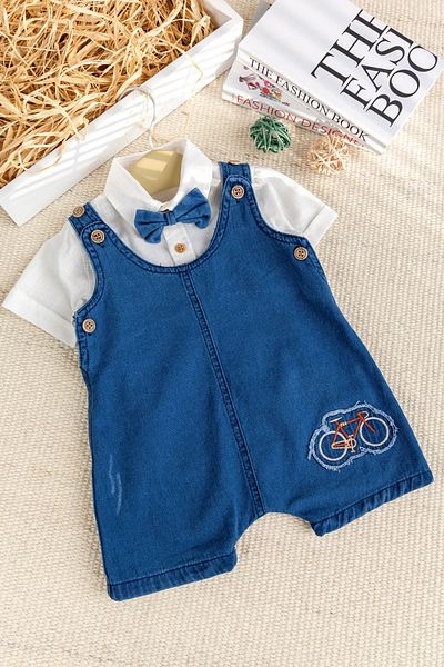 Babymod Bow Tie Denim Stylish Summer Jeans Baby Boy Salopet Jumpsuit Suit