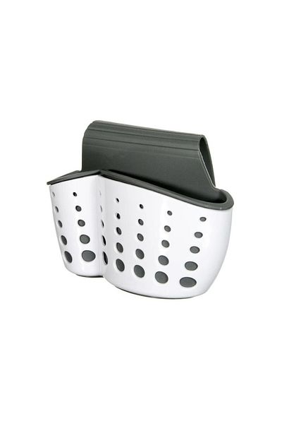 OEM Sponge and dish brush holder, plastic, adjustable faucet hanging strap, silicone, with drain