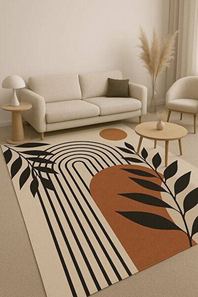 new colourse Bohem DijitalBaskı Yıkanılabilir AltıPamuk KaymazTabanlı HalıKilim