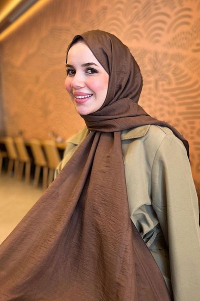 Sultan Eşarp Sultan Voile Shawl - Solid Color - Slv001-04 - Brown