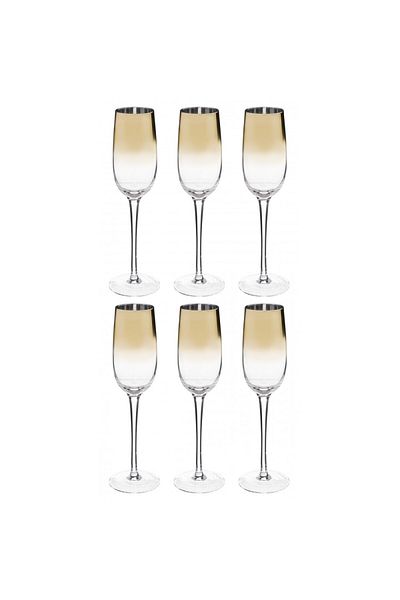 Secret de Gourmet Σετ 6 ποτηριών σαμπάνιας Arya, γυάλινο, 210 ml, 7 x Υ 25 εκ.