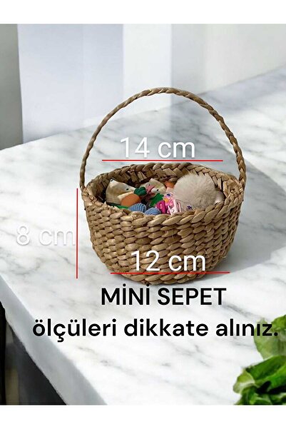 EM&MA DESİNG Mini Hasır Sepet 14x12x8 Mutfak Banyo Salon Çok Amaçlı Dekoratif...
