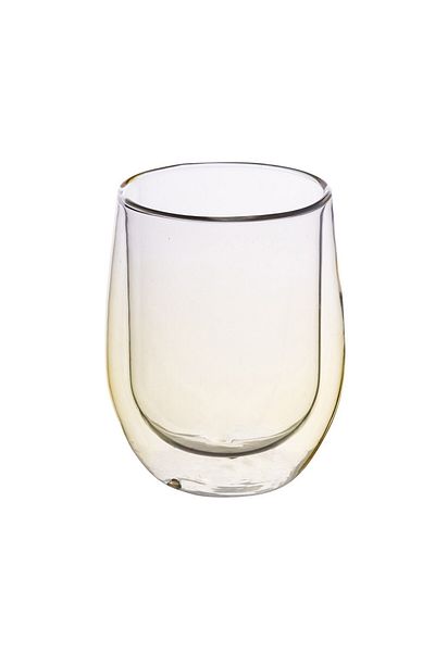 KRASINO Set of 2 Arlen glasses, double walls, yellow, 300 ml, 8.5x9.5 cm