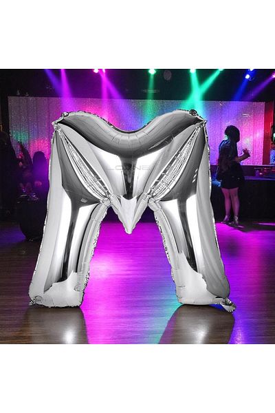 Kuzey High Quality 1 Metre Silver m Letter Balloon Silver Letter m Foil Balloon Helium Gasina Flying Balloon Suitable for