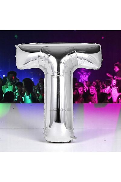 Kuzey High Quality 1 Metre Silver t Letter Balloon Silver t Letter Foil Balloon Fits Helium Gasina Flying Balloon