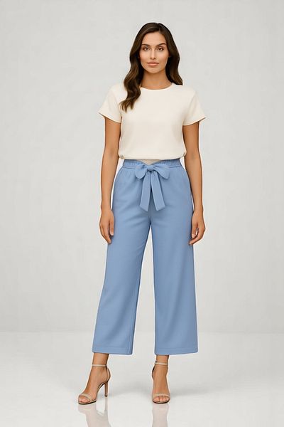 bb butik basic Pantaloni Palazzo dubli cu curea DB1634