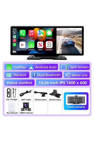 Choice No Tf Card 10.26inch-rear Cam 10/11.26 Inch Dash Cam 4k Car Dvr Wireless Carplay & Android Auto Gps