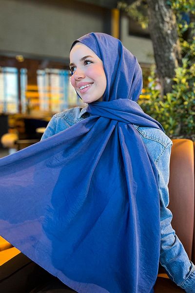 Sultan Eşarp Sultan Voile Shawl - Solid Color - Slv001-02 - Navy Blue