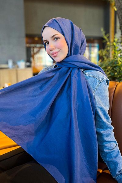 Sultan Eşarp Sultan Voile Shawl - Solid Color - Slv001-02 - Navy Blue