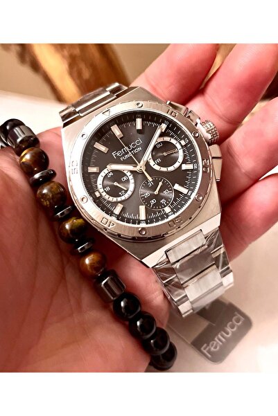 Ferrucci Full Fonksiyonlu Yeni Sezon Çelik Erkek Kol Saati+Bileklik Hediyeli