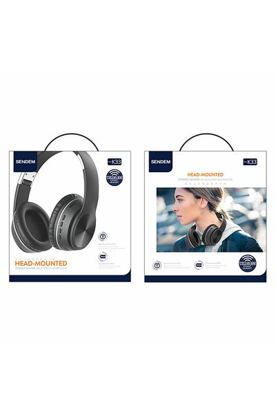 SENDEM Căști Fără Fir K33 Hf Bluetooth Negre