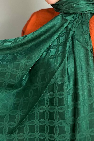 Sultan Eşarp Sultan Jacquard Shawl - Flower Pattern - Slj001-17 - Green