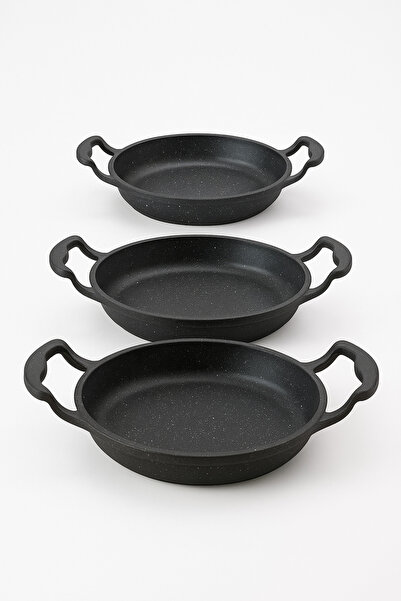 Manor Sahan Tava 3'lü Set Döküm Siyah Granit 22cm-20cm-18cm