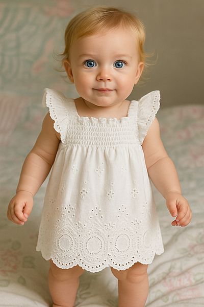 Hubb Baby Girl Scallop Dress Summer White Lace Dress